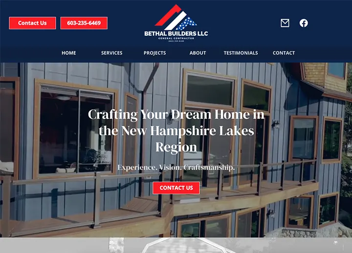 Bethal Builders home page: crafting your dream home in the New Hampshire Lakes Region