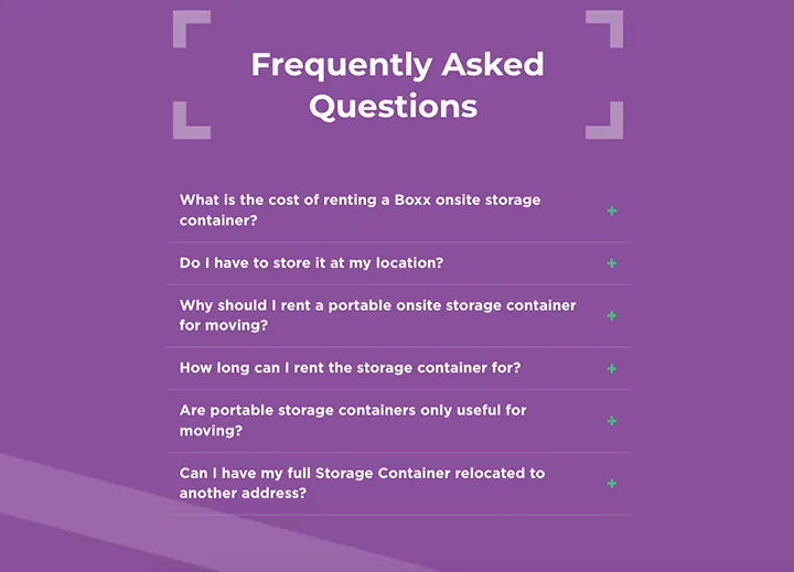 Frequently asked questions section