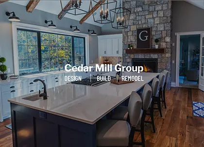 Cedar Mill Group home page over a custom kitchen