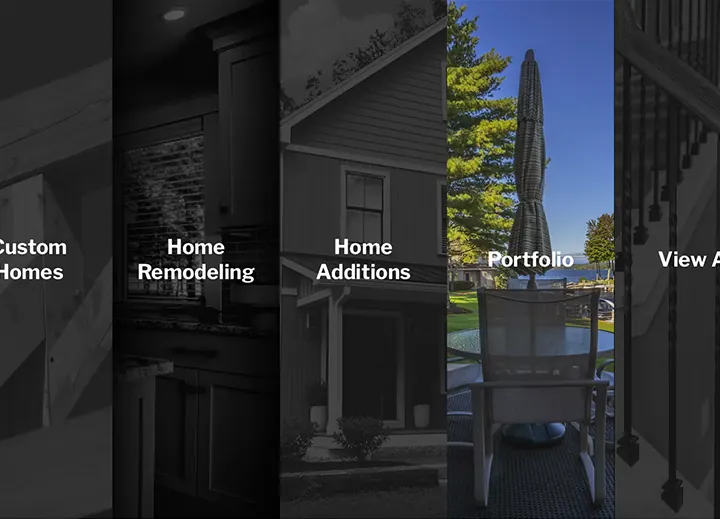 Custom navigation panels for custom homes, remodeling, additions and the portfolio