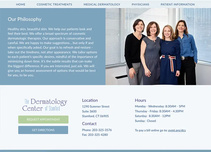 Our philosophy section with the physicians