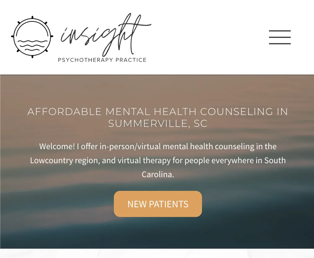 Mobile view with a new patients button