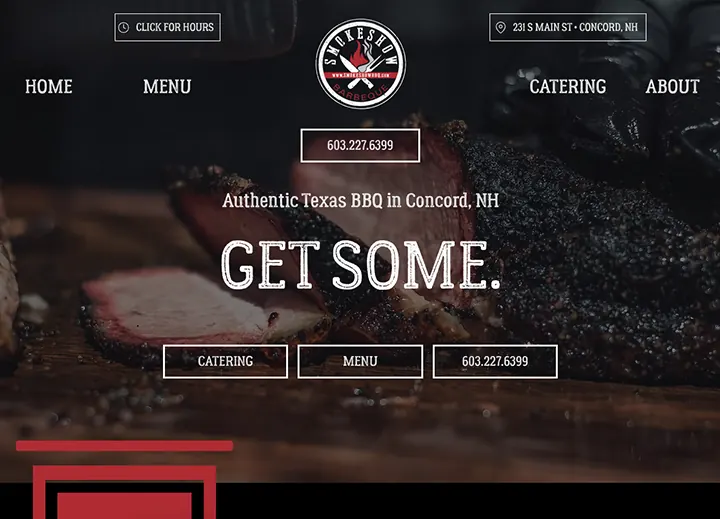 Smokeshow BBQ home page: authentic Texas BBQ in Concord, NH