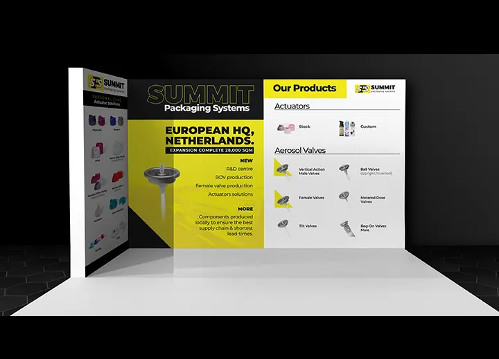 Trade show booth design with product panels