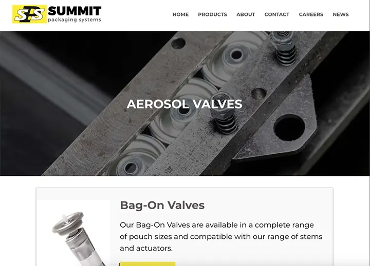 Aerosol valves product page
