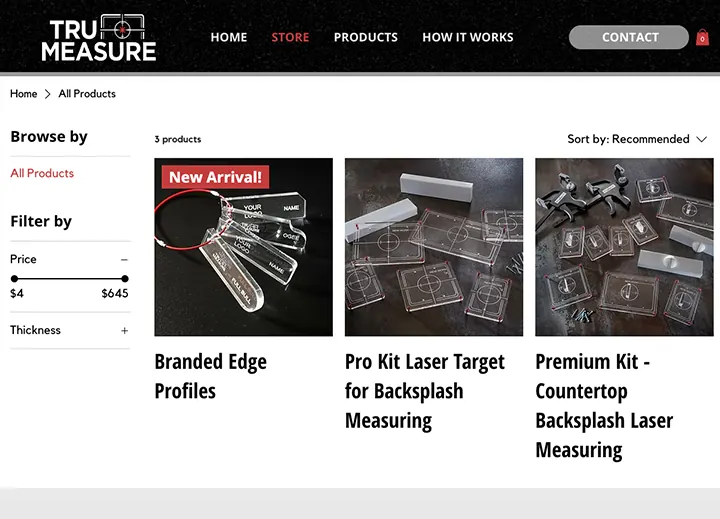 Online store product grid